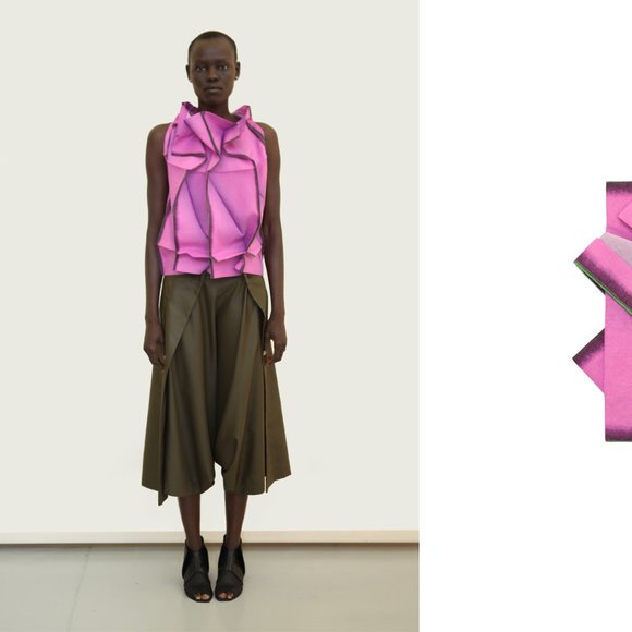 Issey Miyake Pink132 5. origami top JP3 US M